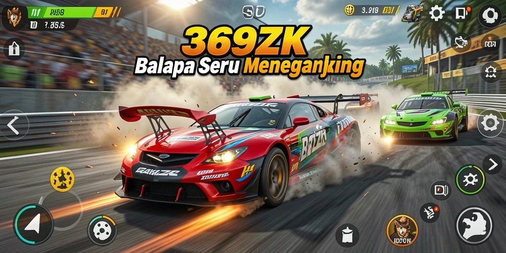 Tampilan gameplay seru di lintasan balapan 369ZK.