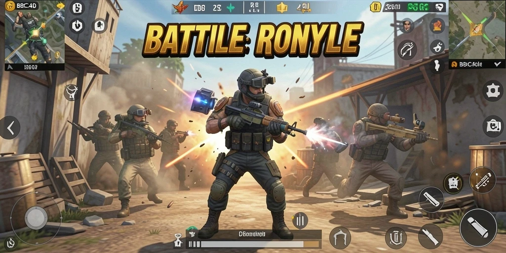Screenshot gameplay BBCA4D menampilkan aksi tempur seru di arena Battle Royale.