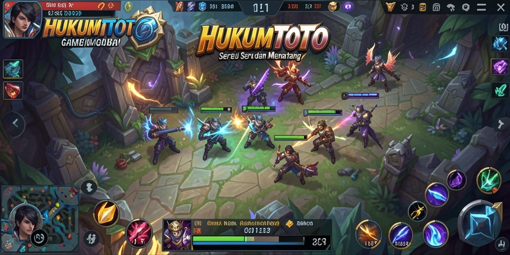 Tampilan seru dari gameplay HUKUMTOTO yang menggambarkan pertarungan tim.