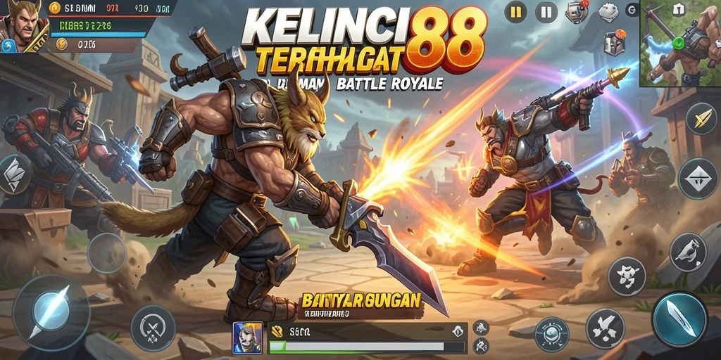 Pemain beraksi dalam pertempuran Battle Royale yang intens.