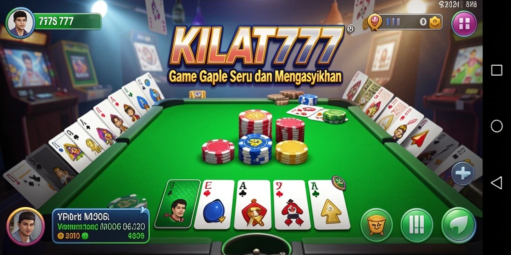 Screenshot gameplay KILAT777 dengan tampilan kartu Gaple yang menarik.