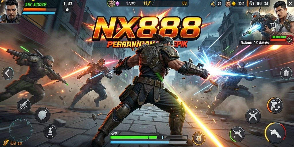 Screenshot gameplay NX888 menampilkan aksi pertarungan yang mendebarkan.