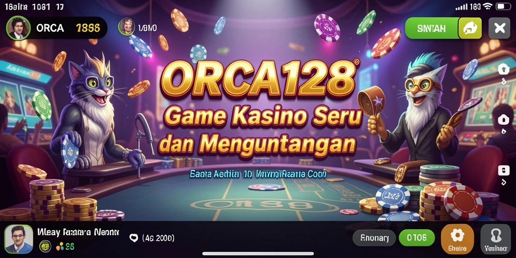 Screenshot permainan ORCA128 menampilkan antarmuka Kasino yang dinamis.