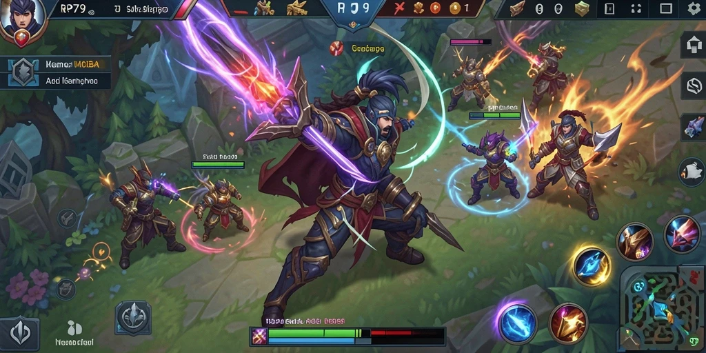 Gameplay mendebarkan dalam pertempuran MOBA.