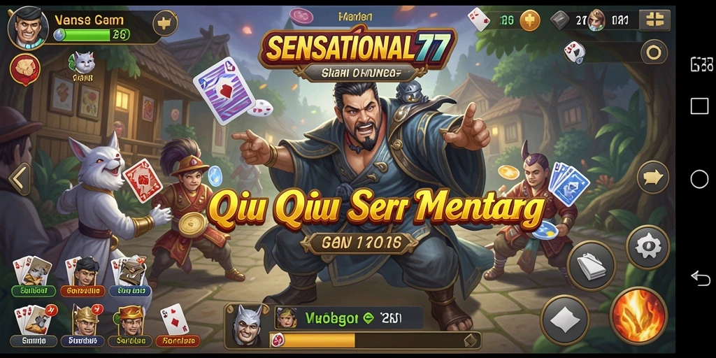 Screenshot gameplay SENSATIONAL77 yang menampilkan serunya bermain QiuQiu.