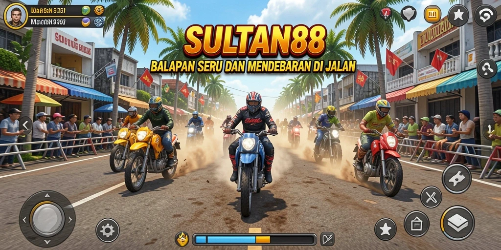 Screenshot dari gameplay <strong>SULTAN88</strong> menampilkan balapan yang menegangkan di lintasan.