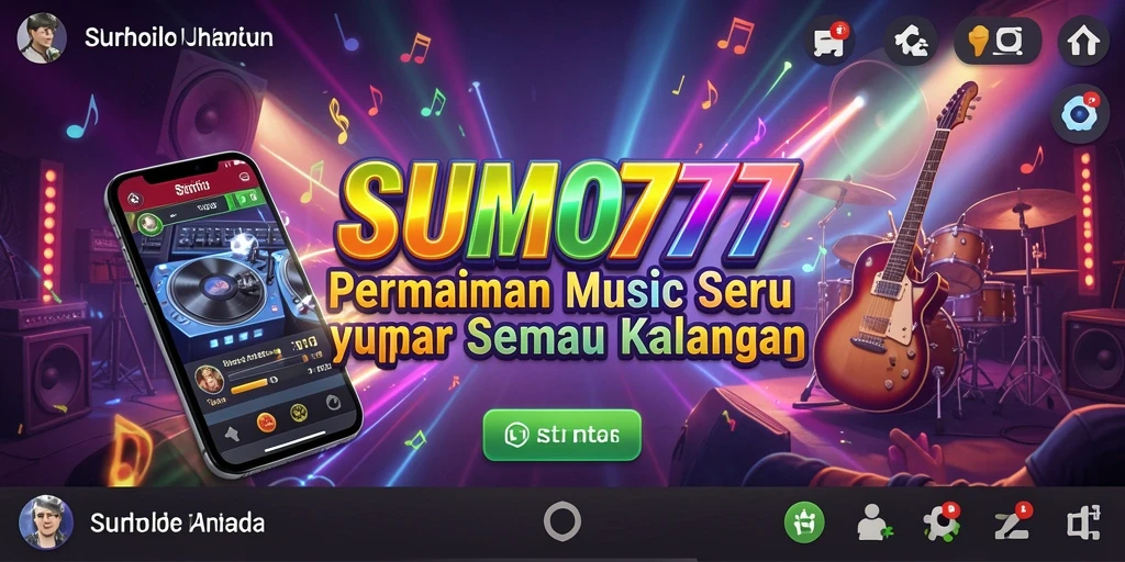 Tampilan gameplay SUMO777 yang menarik dengan berbagai genre musik.