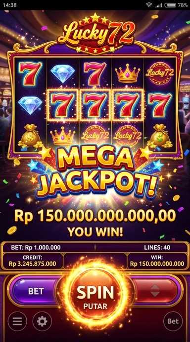 Tampilan dashboard utama aplikasi lucky72 yang informatif dan menarik.
